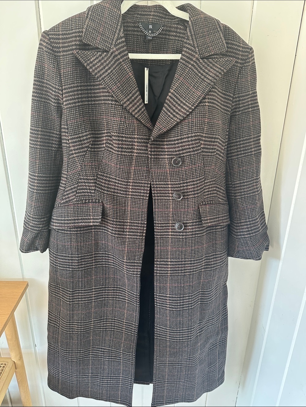 Banana Republic Brown Plaid Long Trench Coat